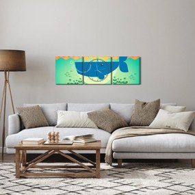 Tablou - Balenă veselă în mare (cu ceas) (90x30 cm)