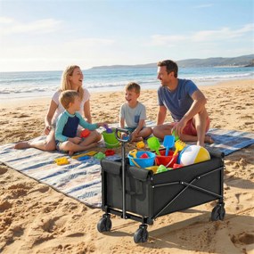 Outsunny Cărucior de Grădină 80L Pliabil cu Mâner Reglabil, din Metal și Țesătură Oxford, 78x47.5x92 cm, Negru | Aosom Romania