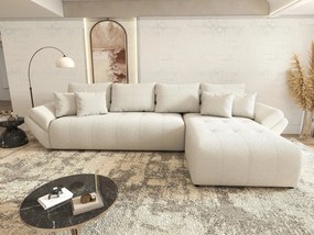 Colțar extensibil dumonde cu ladă de depozitare si sezut confortabil din spuma high-density, Berlin XL Euphoria Ivory 350x185 cm II