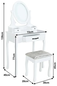 Măsuță decorativă cu scaun LINET NEW, albă