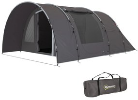 Outsunny Cort de camping cu terasă pentru 4 până la 6 persoane ușor ventilat impermeabil 5 000 mm montare ușoară sac de transport gri | Aosom Romania