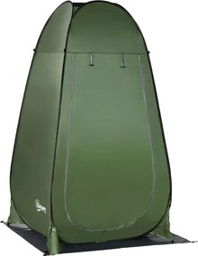 Outsunny Cort de Duș pentru Camping cu Ușă cu Fermoar, Geantă de Transport și Buzunar, 126x124x189 cm, Verde Închis | Aosom Romania