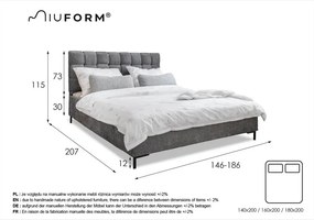 Pat matrimonial crem tapițat cu somieră 180x200 cm Eve – Miuform