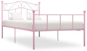 Cadru de pat, roz, 100 x 200 cm, metal Roz, 100 x 200 cm