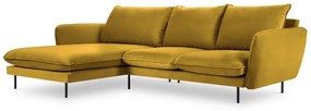 Coltar tapitat Vienna 5 locuri velvet/picioare negre – L255 x l170 x h95