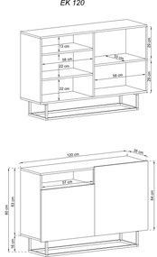 Comoda in decor stejar DUVA 120x37 cm