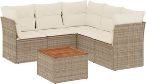 vidaXL Set canapele de grădină cu perne, 6 piese, bej, poliratan