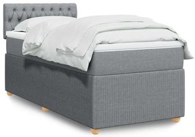 vidaXL Pat continental cu saltea, gri deschis, 80x200 cm, textil