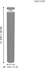 Eglo 97302 - Lampă LED de exterior MELZO, 11 W, 230 V, gri, 990 mm, IP65