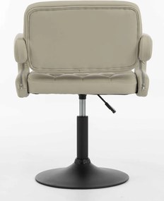 HR8403N Scaun Ecru Piele Ecologica Premium Soft cu Bază Neagră