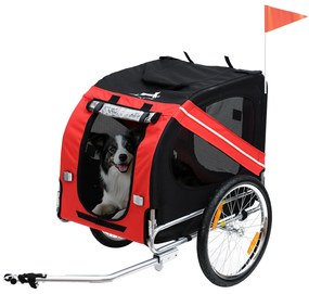 PawHut Remorcă bicicletă pentru câini, 8 reflectoare, drapel, bară tractare, oțel și poliester, 30 kg, 130x73x90 cm, roșu | Aosom Romania