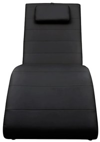240709 vidaXL Șezlong cu pernă, negru, piele ecologică