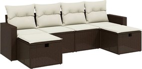 vidaXL Set canapele de grădină cu perne, 6 piese, maro, poliratan