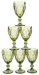 Set de pahare de vin, 6buc, 300 ml, verde, BAROLO TYPE 3