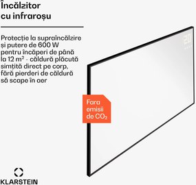 Klarstein Wonderwall Smart Bornholm, încălzitor cu infraroșu, 100 x 60 cm, 600 W, aplicație