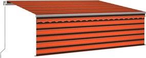 vidaXL Copertină retractabilă manual cu stor, portocaliu&maro, 4x3 m