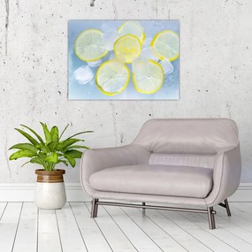 Tablou pe sticlă cu lămâie în gheață (70x50 cm)