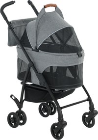 PawHut Cărucior pentru câini Cărucior 3 în 1 detașabil pliabil cu cușetă amovibilă și fără fermoar suspensie Gri | Aosom Romania