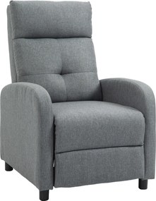 HOMCOM Fotoliu Reclinabil 155° max în Țesătură cu Efect de In Gri cu Suport pentru Picioare, 67x87x98 cm | Aosom Romania