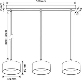 Brilagi - Lustră suspendată pe cablu AURA LUX 3xGX53/30W/230V negru/auriu