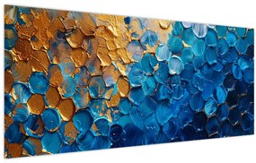 Tablou - Pictura albastru-auriu (120x50 cm)