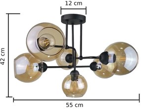 Lustră aplicată MONDE BLACK 6xE27/60W/230V