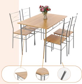 Casaria Set de mese de dining PAUL, 5 bucăți, maro natural