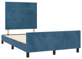Cadru de pat cu tablie, albastru inchis, 120x200 cm, catifea Albastru inchis, 120 x 200 cm, Cu blocuri patrate