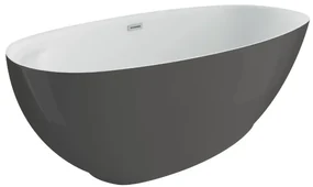 Cada de baie ovala freestanding Spatio Kira, acril, antracit, 165 x 75 cm