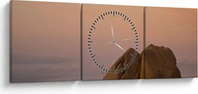 Tablou cuu apus de soare în stânci (cu ceas) (90x30 cm)