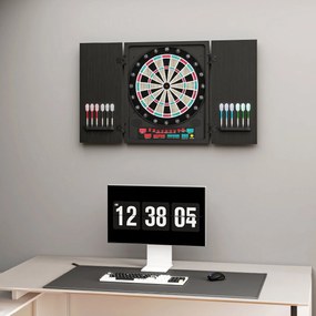 HOMCOM Tabla de Darts Electronică Profesională cu 6 Display-uri, 12 Săgeți, 27 Moduri de Joc, 51x6.5x57cm, Negru | Aosom Romania