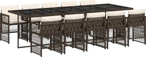 vidaXL Set mobilier de grădină cu perne, 11 piese, maro, poliratan
