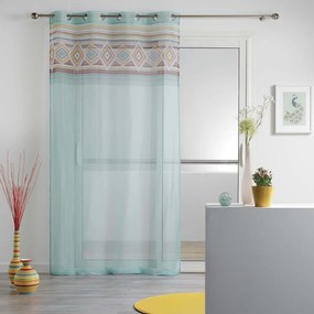 Perdea culoarea mentol cu un model în partea superioară LUISA 140x240 cm