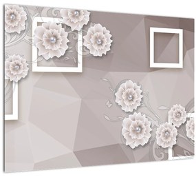 Tablou - Imagine flori bej (70x50 cm)
