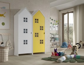 Set 2 dulapuri pentru copii Casami Bruges tip căsuță de plajă – More Yellow și alb – Vipack