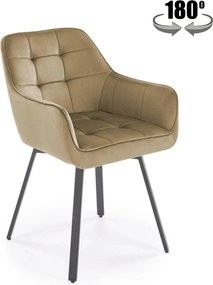 Scaun K588, bej - HLR 07, stofa catifelata/otel, 55x60x89 cm