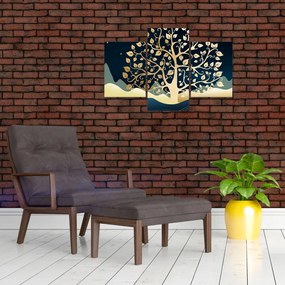 Tablou cu copac auriu (90x60 cm)