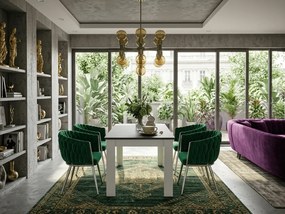 Fotoliu de dining din catifea ORION VELVET cu picioare argintii, verde.