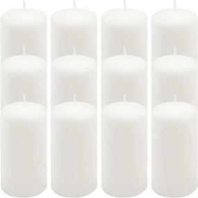 Set de lumânări stâlp, 11,5 cm, Ø 6 cm, alb, 12 buc.