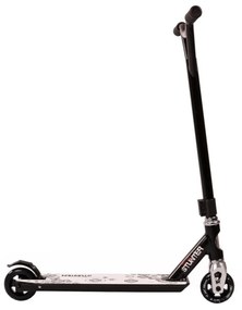 Trotineta profesionala Freestyle NOVOKIDS™ Stunter PRO, maxim 100 kg, Frana picior, Cadru si roti aluminiu, Diametru roata 100 mm, Alb cu Negru