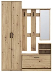 Panou pentru hol cu oglindă KAVI, stejar artisan