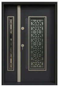 Usa metalica dubla de exterior cu izolatie si vizor Novo Doors NDS1001, Din compozit, 2 yale, Kit complet, Pentru case (Sens deschidere: Stanga)