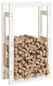 Rastel pentru lemne de foc, alb, 60x25x100 cm, lemn masiv pin Alb, 60 x 25 x 100 cm