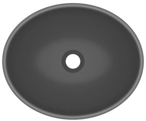 Chiuveta de lux, gri inchis mat, 40x33cm, ceramica, forma ovala matte dark grey