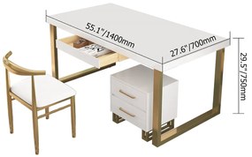 Birou dreptunghiular art nouveau alb și auriu DEPRIMO 39386 by Deprimo
