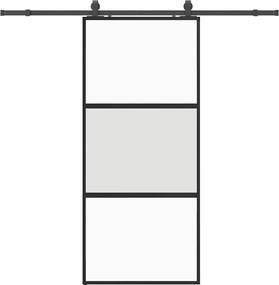 vidaXL Ușă glisantă cu set feronerie neagră 90x205cm sticlă securizată