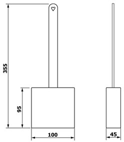 Perie din silicon AQUALINE TF010, de WC, murală/pe podea, alb