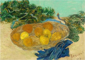 Tablou pe sticlă - Vincent van Gogh, Still Life of  Oranges and Lemons with  Blue Gloves, reproducere (70x50 cm)