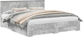 vidaXL Cadru de pat cu sertar Gri din beton 180 x 200 cm Lemn compozit