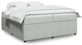 vidaXL Pat box spring cu saltea, gri deschis, 200x200 cm, catifea